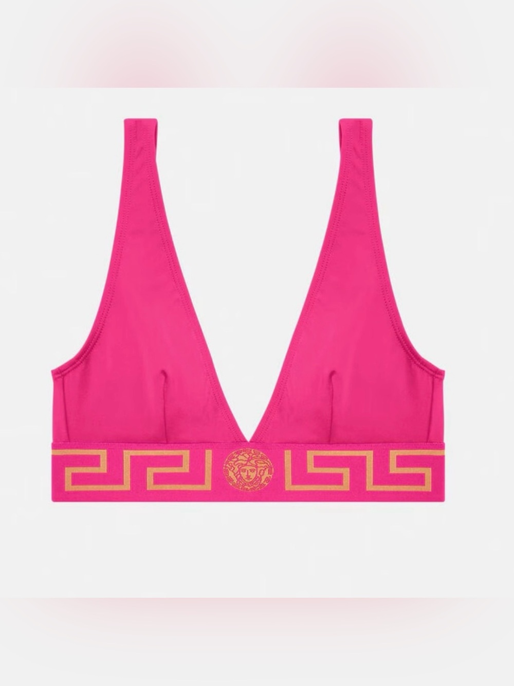 Versace Hot Pink and Gold Logo Triangle Bralette